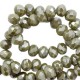 Top Facet kralen 3x2mm disc Dried herb green-pearl shine coating